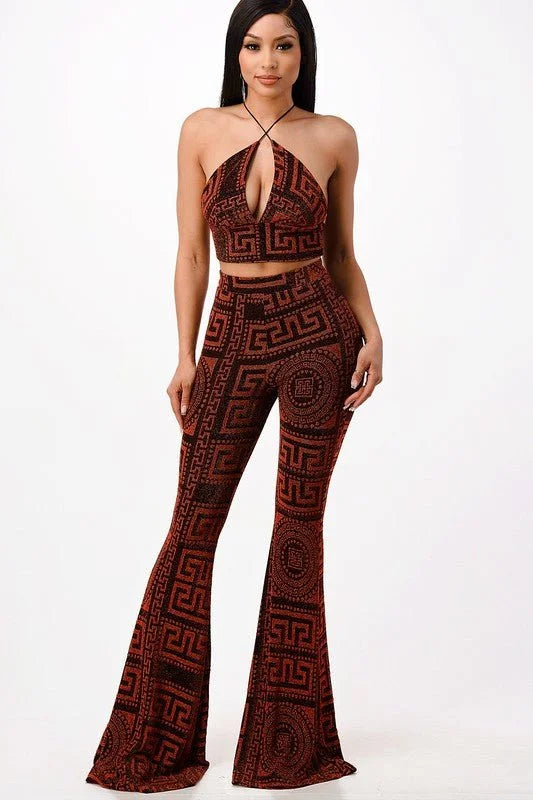 Metallic pant set Bralette with Stretch Fit