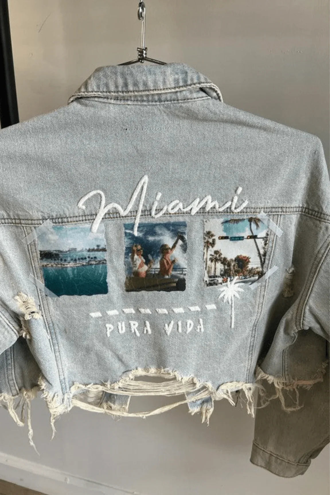 Miami Pura Vida Crop Jacket (Blue Denim)