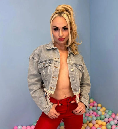 Miami Pura Vida Crop Jacket (Blue Denim)