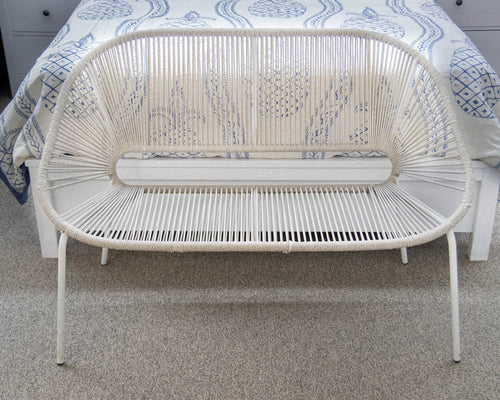 Mid-Century Modern Style Cord Wrapped Settee on Metal Frame