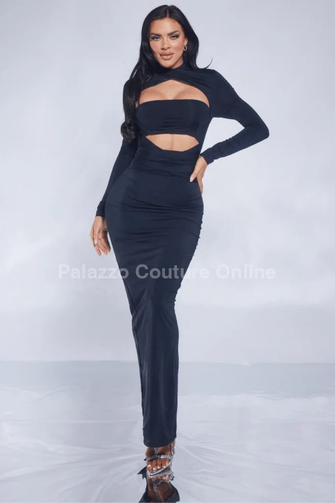 Midnight Allure Maxi Dress (Black)