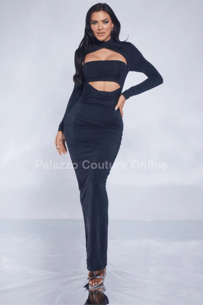 Midnight Allure Maxi Dress (Black)