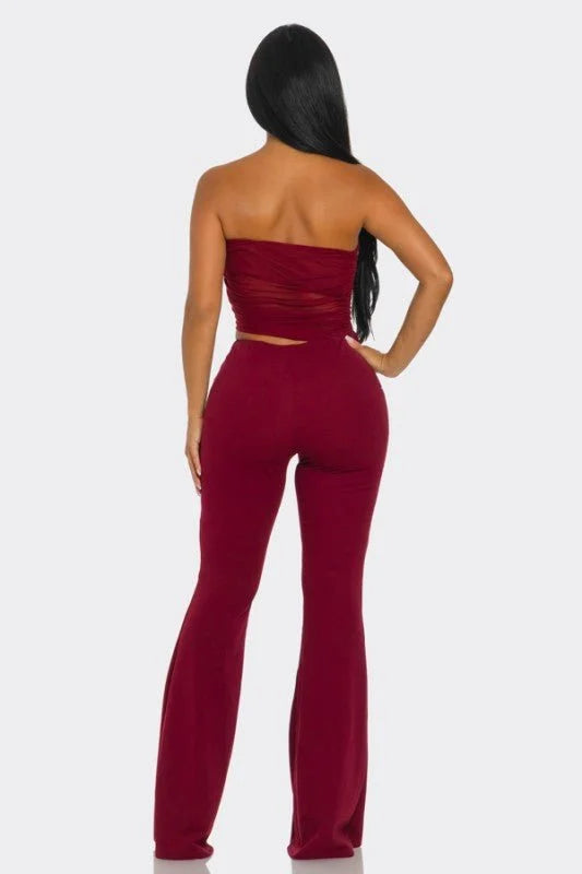 Midnight Temptation Mesh Jumpsuit - Wine