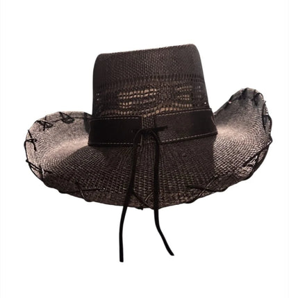 Midnight Rodeo Black Straw Hat with Western Band