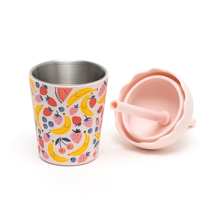 Mini Stainless Steel Smoothie Cup & Straw 200ml - Fruits (DAMAGED PACKAGING)