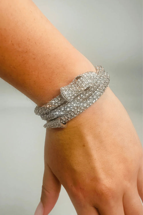 Modern Double Wrap Serpentine Bracelet (Silver)