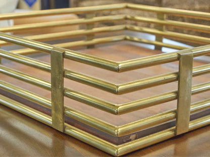 Modern Wood And Brass Tray
