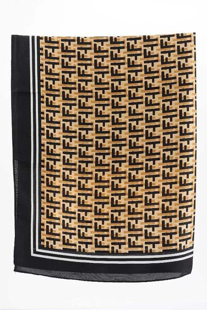Luxe Monogram Bandana – Black Silk Feel Geometric Scarf