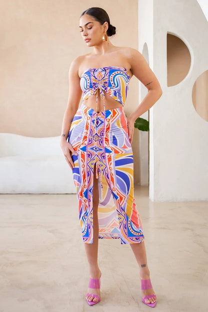 More Than A Chase Skirt Set (Blue/Combo)