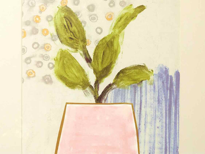 "Native Bud II" Matted Print in Whitewashed Textured Frame