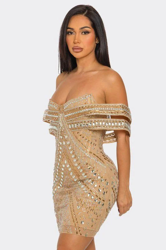 Nude Glam Luxe Mini Dress Nude