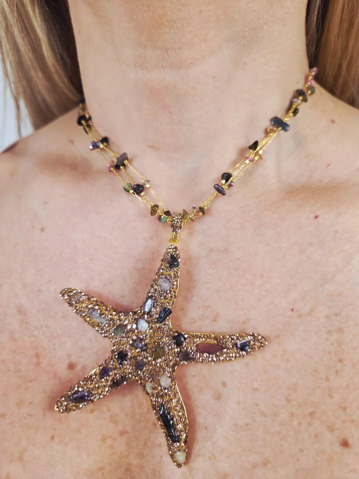 Ocean Jewel Starfish Necklace Gold