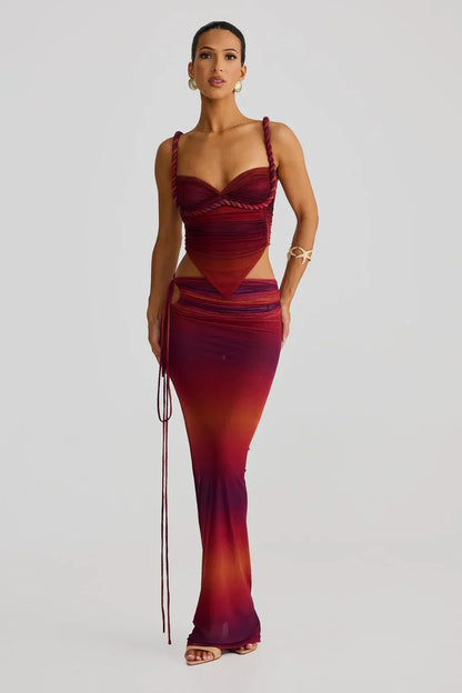 Ocean Mirage Two-Piece Skirt Set- Sunset