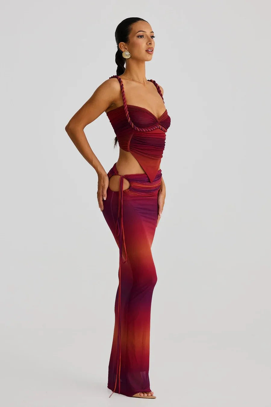 Ocean Mirage Two-Piece Skirt Set- Sunset
