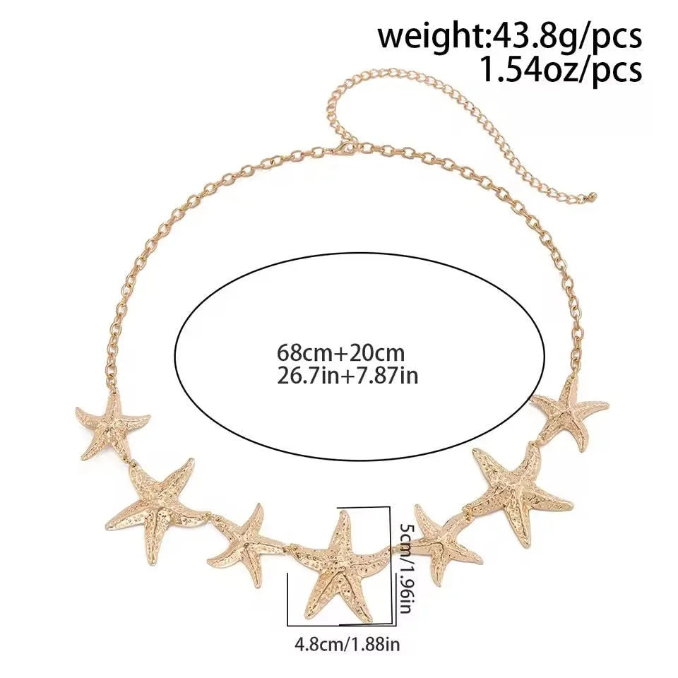 Ocean Starfish Waist Chain Belt Gold