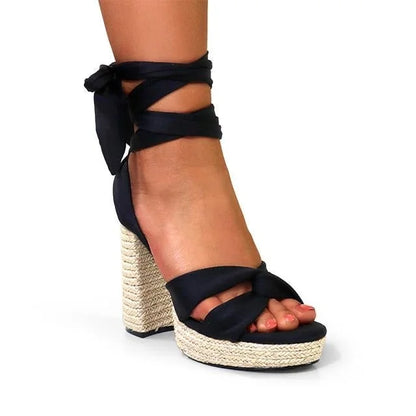 Olina Wrap Sandals Black Stylish and Comfortable