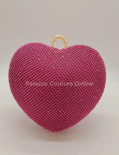Open Your Heart Clutch Rhinestone Sparkle Evening Bag (Fuchsia)