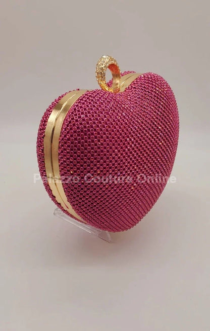 Open Your Heart Clutch Rhinestone Sparkle Evening Bag (Fuchsia)