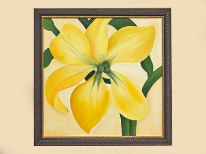 Original Painting of Yellow Floral in Black Frame
