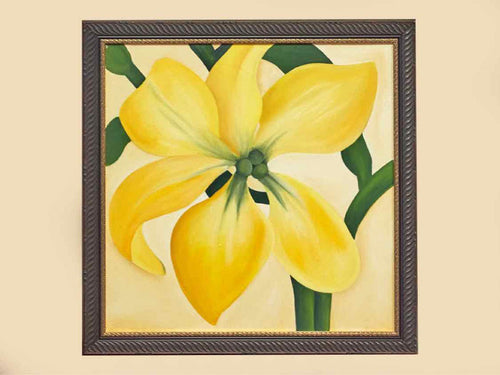 Original Painting of Yellow Floral in Black Frame