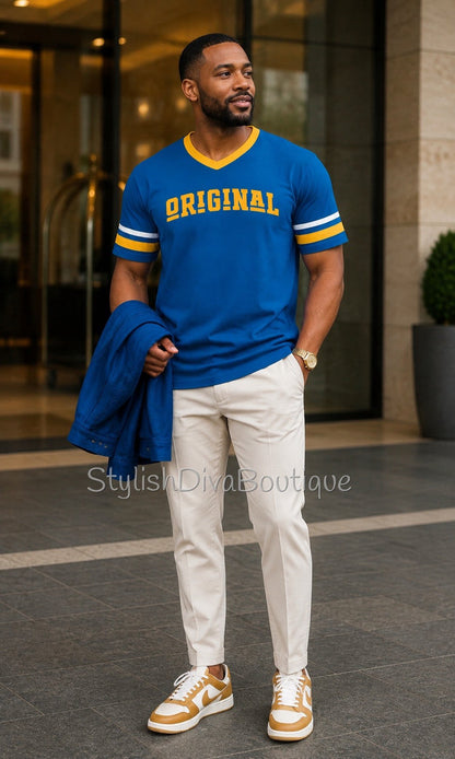 ORIGINAL Varsity Tee (Royal Blue/Gold/White)
