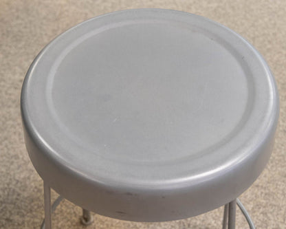 Pair of Silver Finish Metal Counter Stools