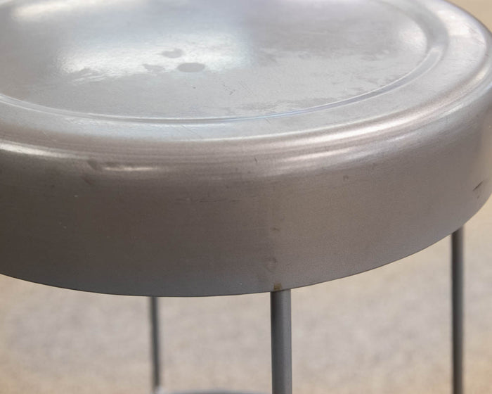 Pair of Silver Finish Metal Counter Stools