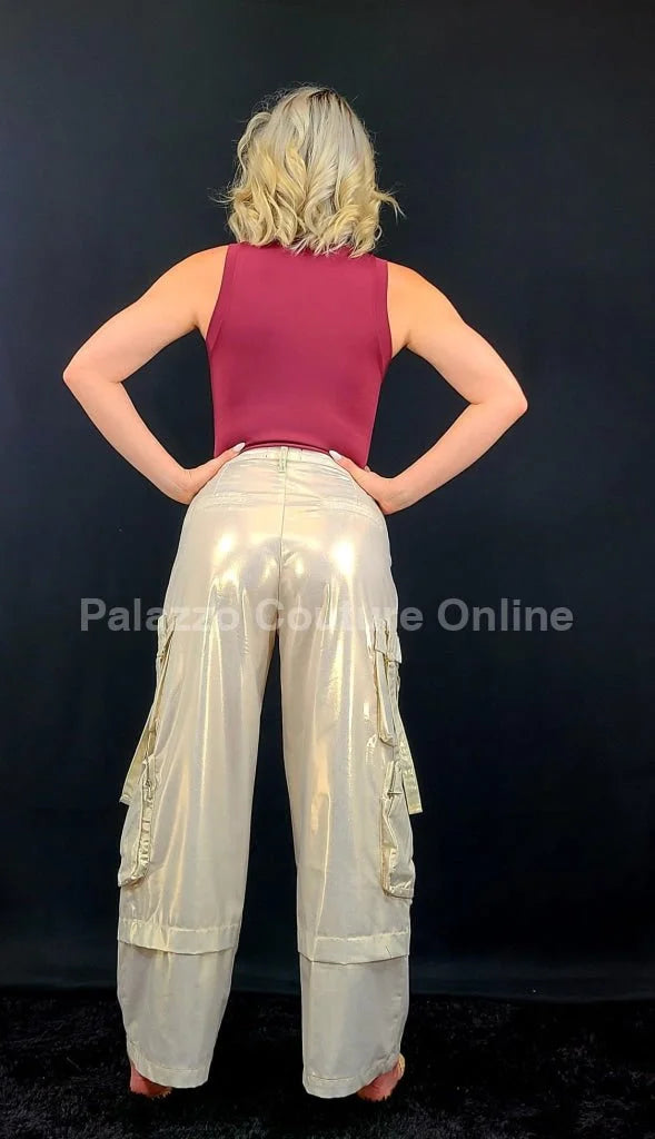 Luminous Shine Utility Cargo Pants (Beige)