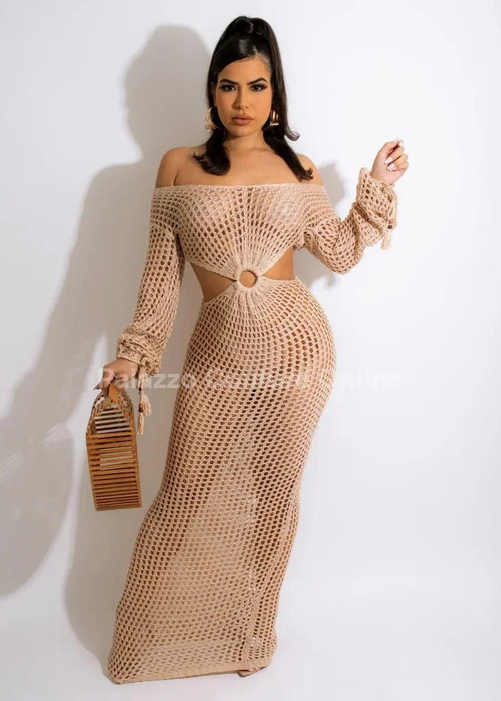 Paradise Cover Up Maxi Dress (Nude)