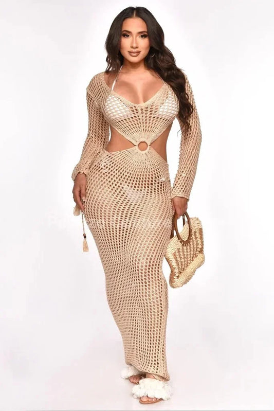 Paradise Cover Up Maxi Dress (Nude)