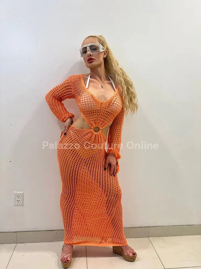 Paradise Cover Up Maxi Dress ( Orange)