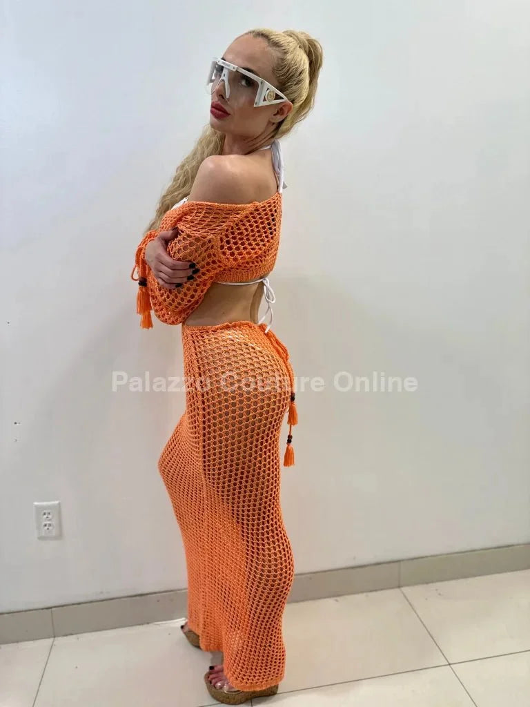 Paradise Cover Up Maxi Dress ( Orange)