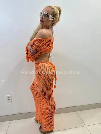Paradise Cover Up Maxi Dress ( Orange)