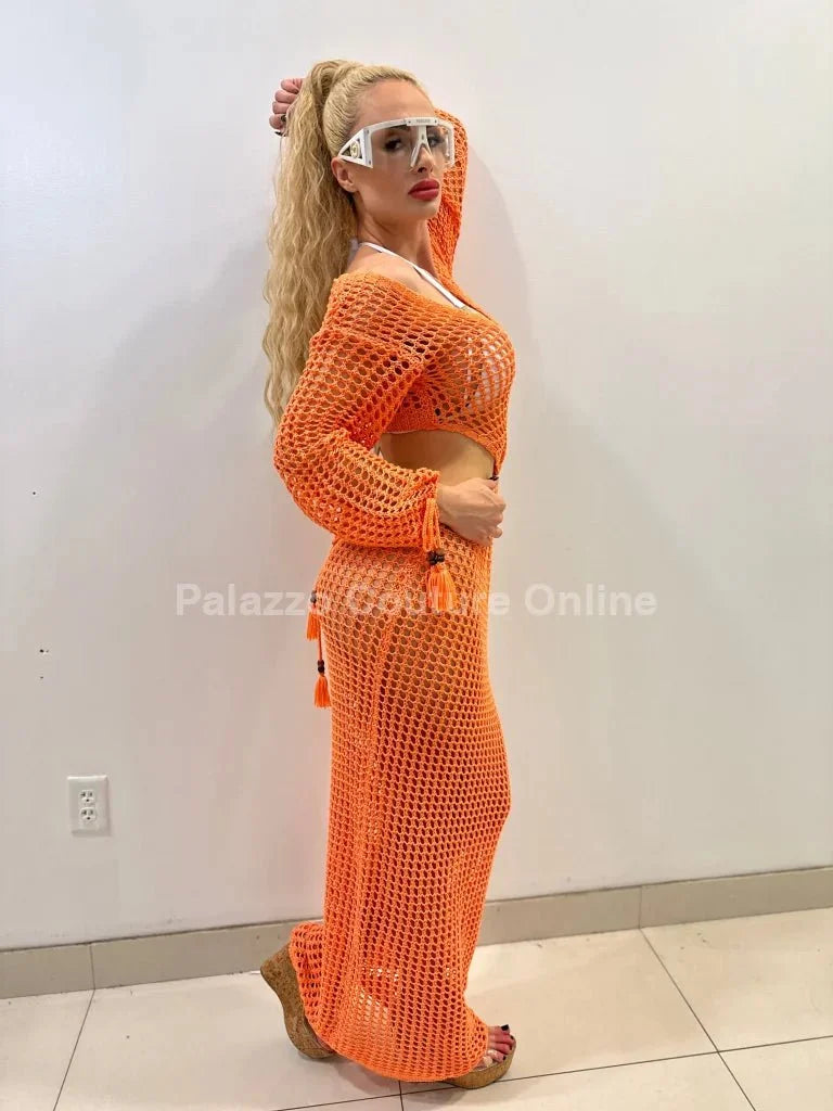 Paradise Cover Up Maxi Dress ( Orange)