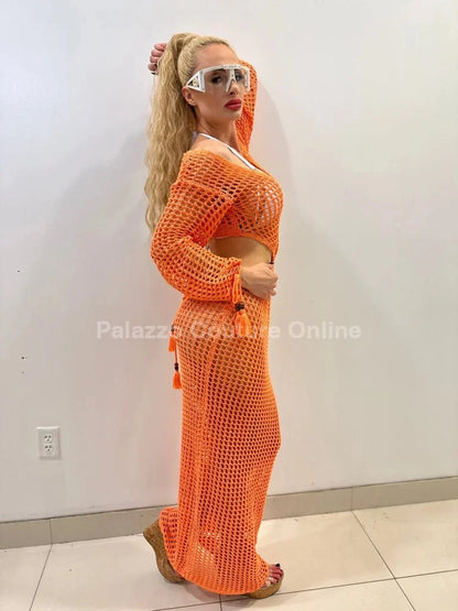 Paradise Cover Up Maxi Dress ( Orange)