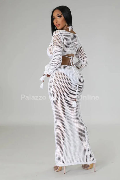 Paradise Cover Up Maxi Dress (White)
