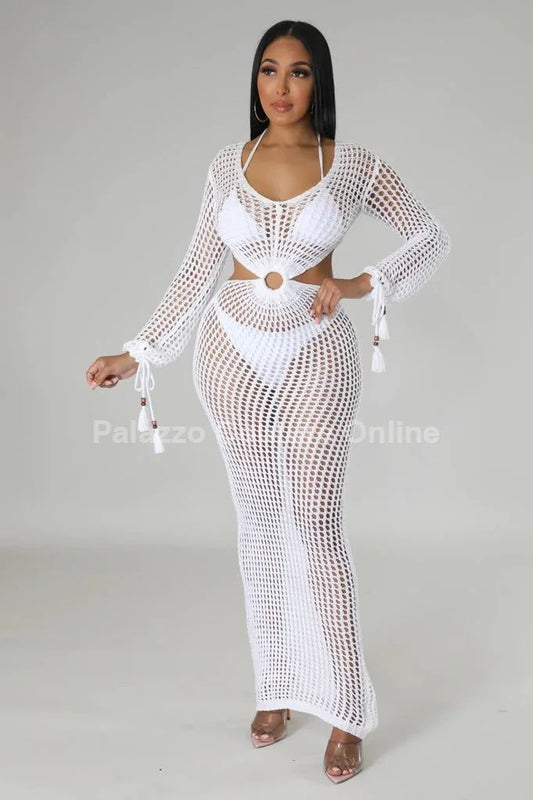 Paradise Cover Up Maxi Dress (White)