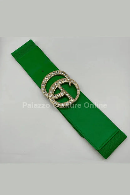 Paris Rhinestone Elastic Belt (Green)