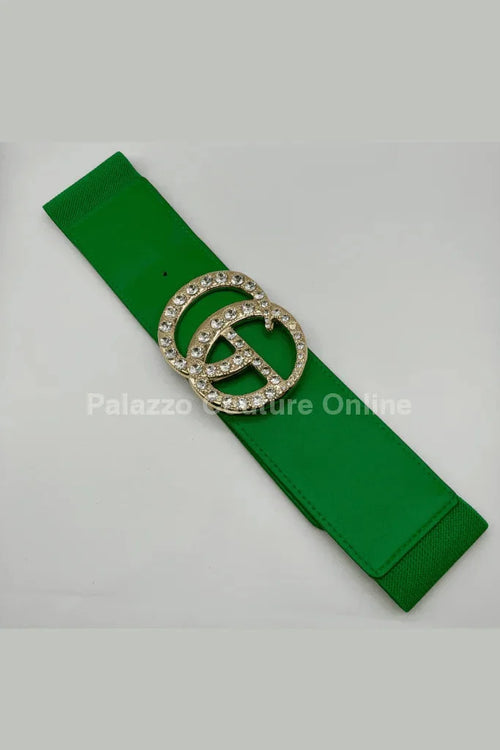 Paris Rhinestone Elastic Belt (Green)