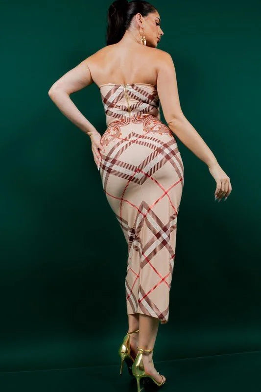 Parvati Bustier Skirt Set in Taupe
