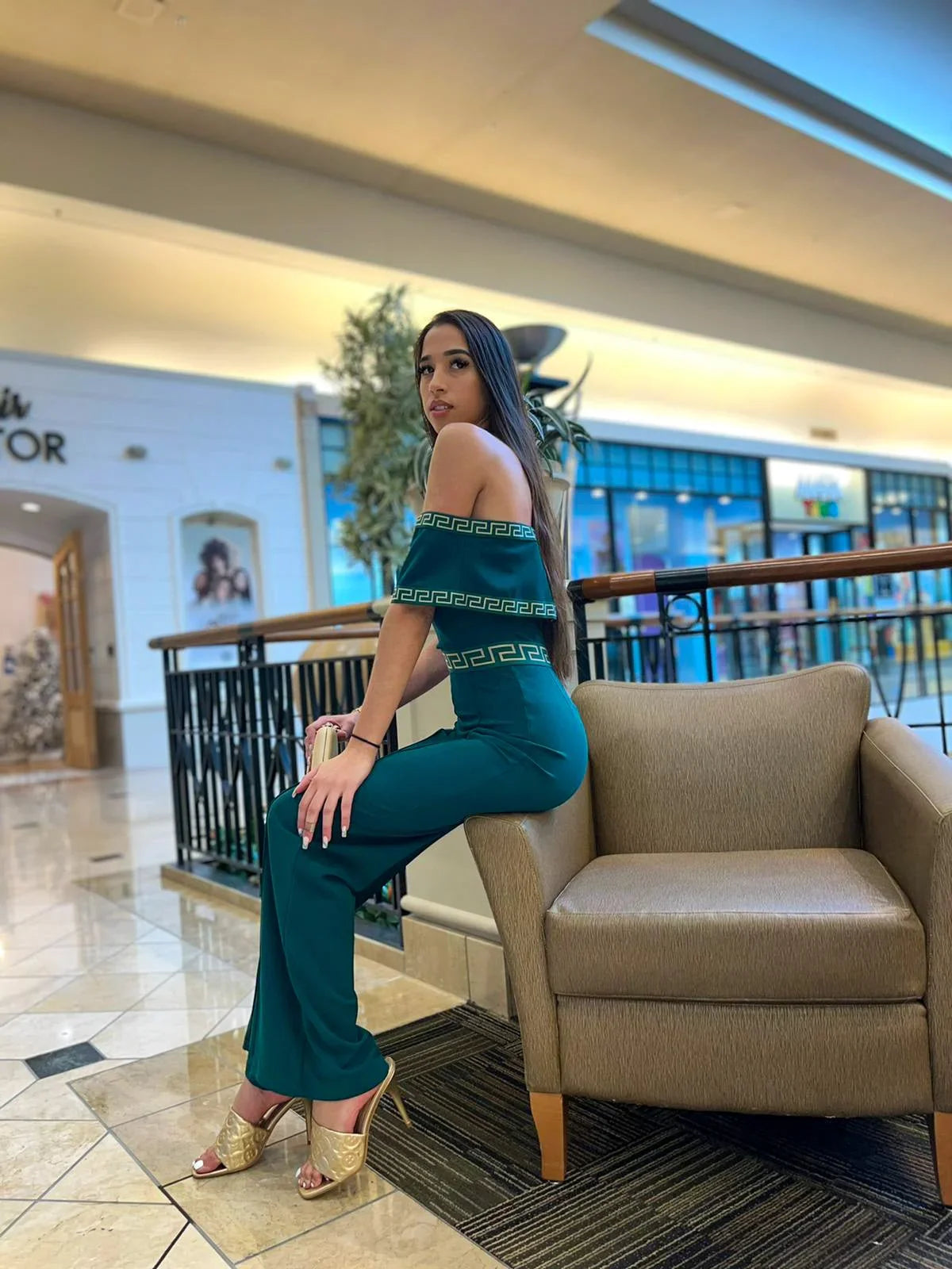 Passion Green Jumpsuit – Off-Shoulder Elegant Green Jumpsuit