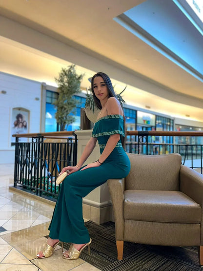 Passion Green Jumpsuit – Off-Shoulder Elegant Green Jumpsuit