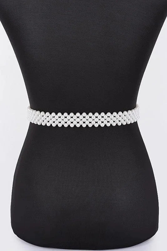 Pearl Bloom Statement Belt Black