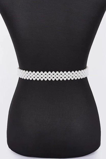 Pearl Bloom Statement Belt Black