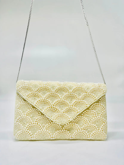 Pearl Elegance Envelope Clutch Ivory