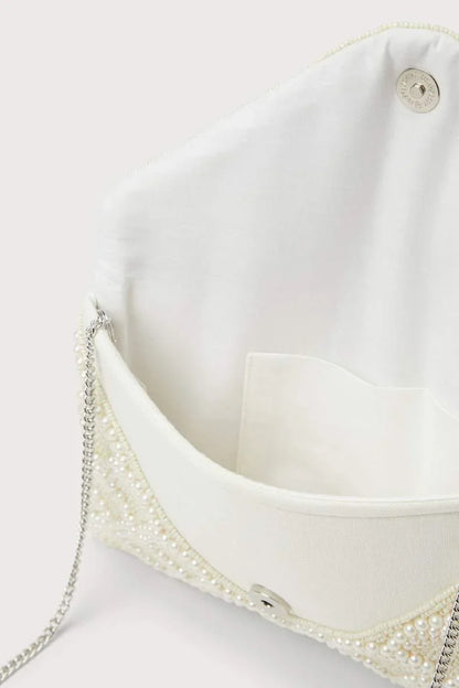 Pearl Elegance Envelope Clutch Ivory