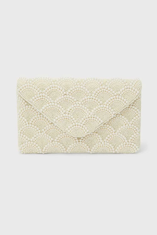 Pearl Elegance Envelope Clutch Ivory