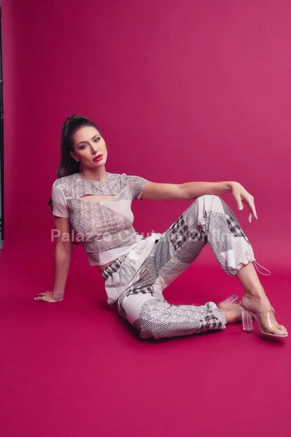 Perfect Match Cargo Pants Set - Lace-Up Mesh Top