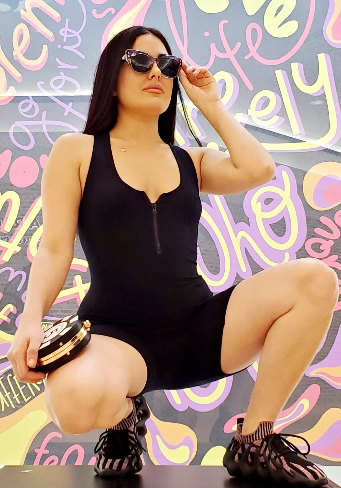 Perfection Zipper Basic Romper (Black)