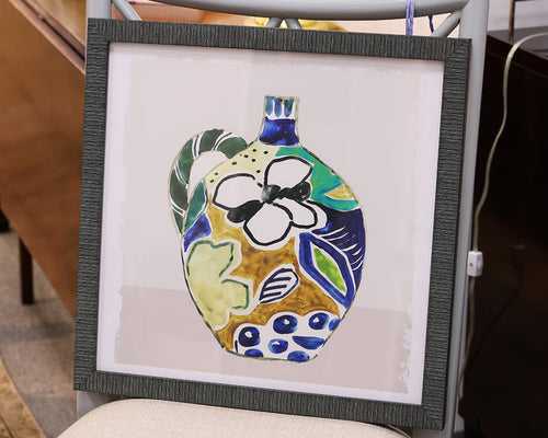 "Picasso Vase I" Print in Gray Wash & Black Frame